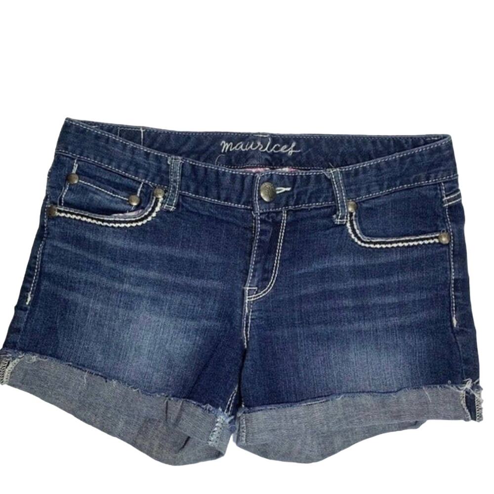 Maurices Mid Rise Cuffed Dark Wash Denim Shorts Size 9/10 Jean Shorts
